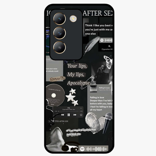 Midnight Love Echo Glass Case showing flat back view with romantic midnight themed artwork and glossy glass finish.