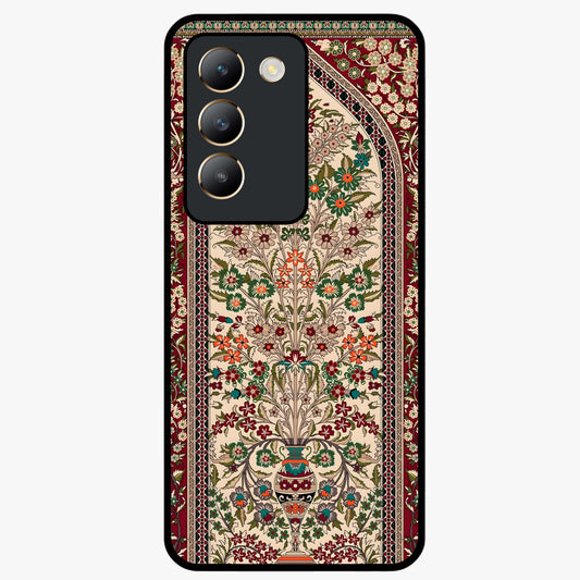 Persian Inspired Glass Case showing flat back view with ornate Persian style pattern artwork and glossy glass finish.