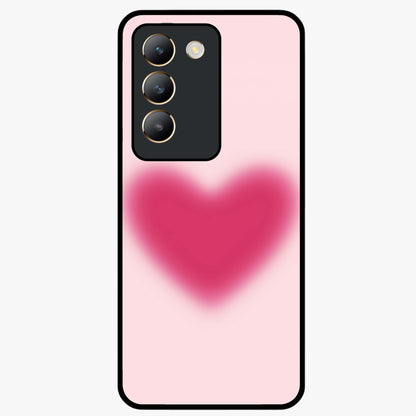 Pink Aura Heart Glass Case showing flat back view with glowing heart artwork and glossy glass finish.