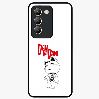 Playful Spirit Charm Glass Case showing flat back view with cheerful charm themed artwork and glossy glass finish.
