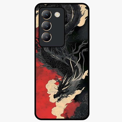 Shadow Dragon Fury Glass Case showing flat back view with fierce dragon artwork and glossy glass finish.