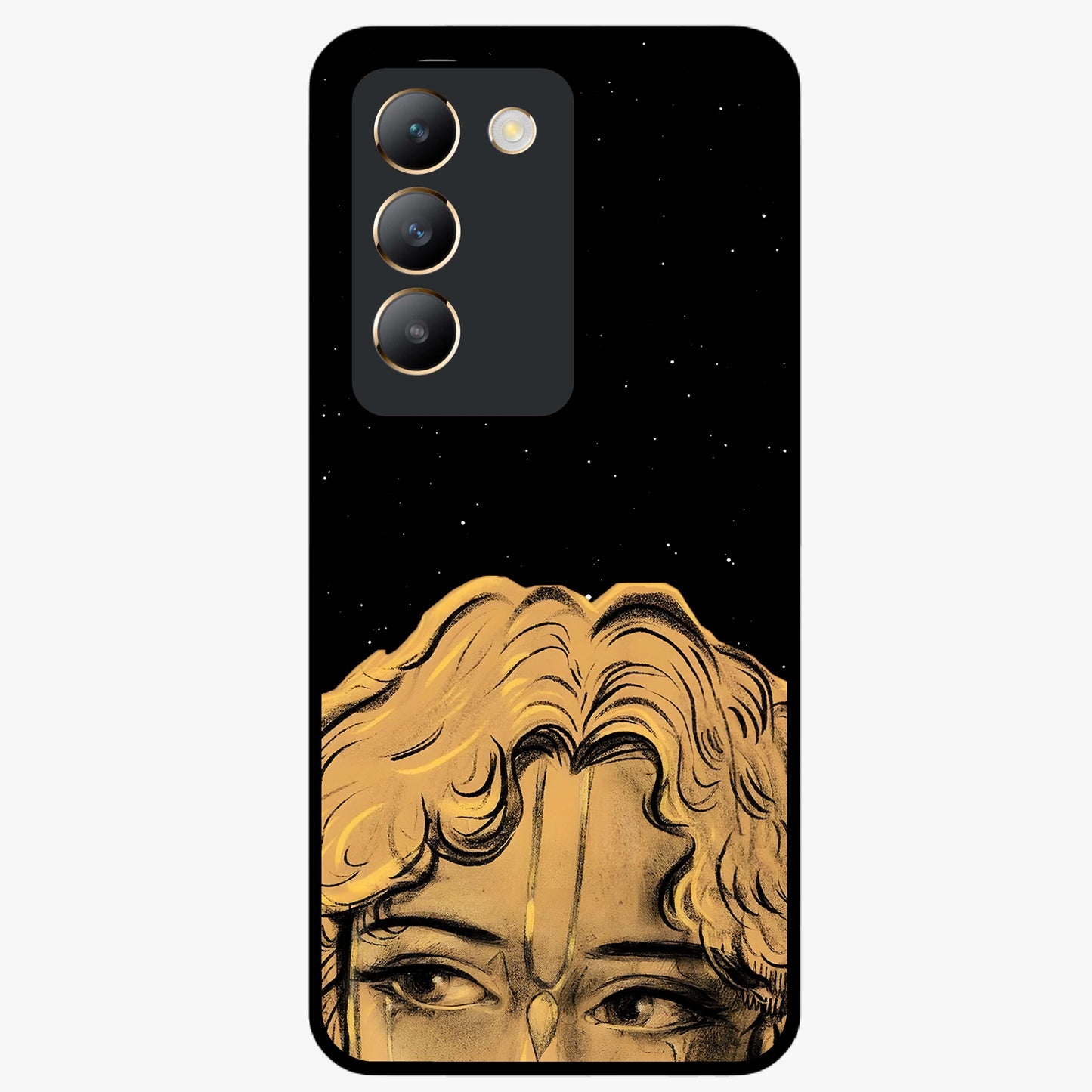 Shri Krishna Art Glass Case showing flat back view with devotional Krishna artwork and glossy glass finish.