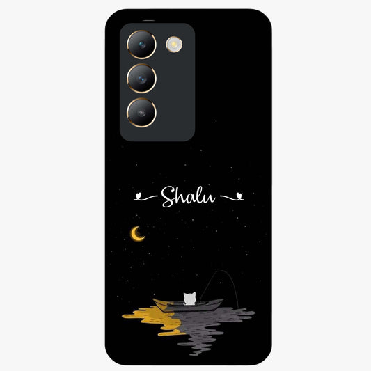 Silent Night Row Glass Case showing flat back view with calm night themed artwork and glossy glass finish.