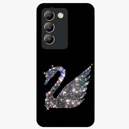 Starlit Swan Grace Glass Case showing flat back view with graceful swan artwork under starry sky and glossy glass finish.
