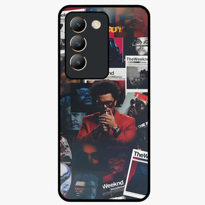 The Weeknd Glass Case showing flat back view with music inspired artistic portrait artwork and glossy glass finish.
