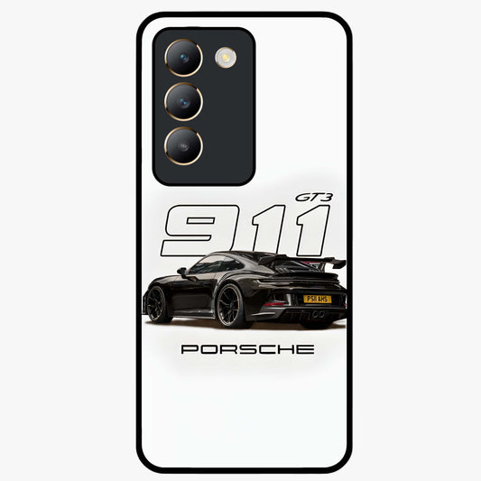 Turbo Legacy Icon Glass Case showing flat back view with iconic sports car inspired artwork and glossy glass finish.