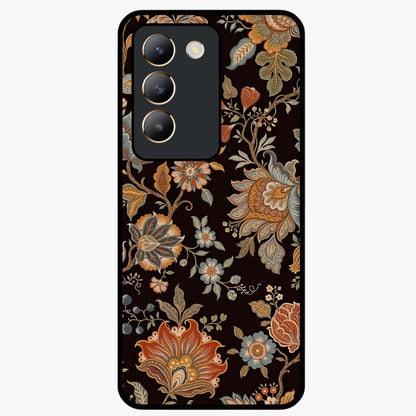 Vintage Floral Dream Glass Case showing flat back view with classic floral artwork and glossy glass finish.