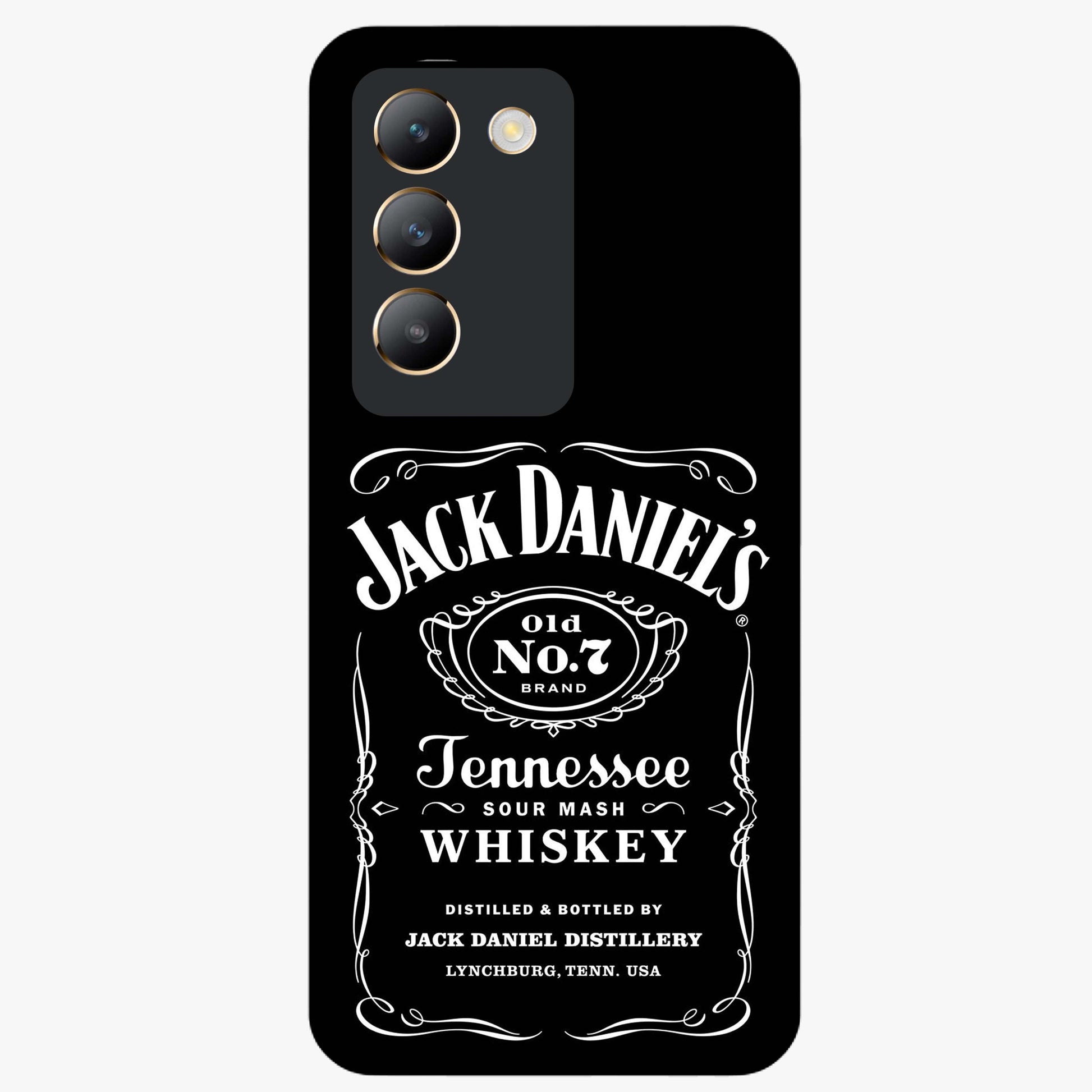 Vintage Whiskey Heritage Glass Case showing flat back view with classic whiskey inspired artwork and glossy glass finish.
