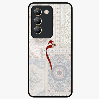 White Aesthetic Bow Glass Case showing flat back view with minimal bow artwork and glossy glass finish.