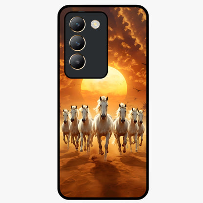 Wild Sunset Majesty Glass Case showing flat back view with majestic sunset landscape artwork and glossy glass finish.