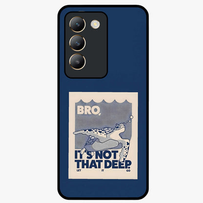 Worry Less Swim Glass Case showing flat back view with playful motivational artwork and glossy glass finish.