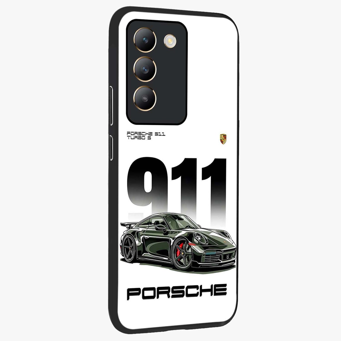 911 Turbo Dominance Glass Case upright perspective showcasing powerful racing design and modern automotive aesthetic.