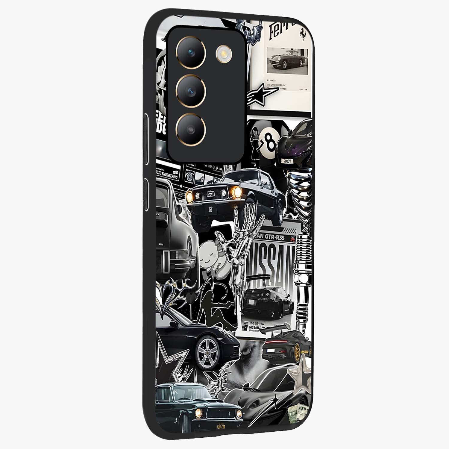 Aesthetic Dark Love Glass Case upright view showcasing dramatic romantic artwork with modern aesthetic style.