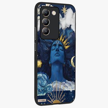 Aesthetic Lord Shiva Glass Case upright view showcasing powerful Lord Shiva artwork with devotional theme.