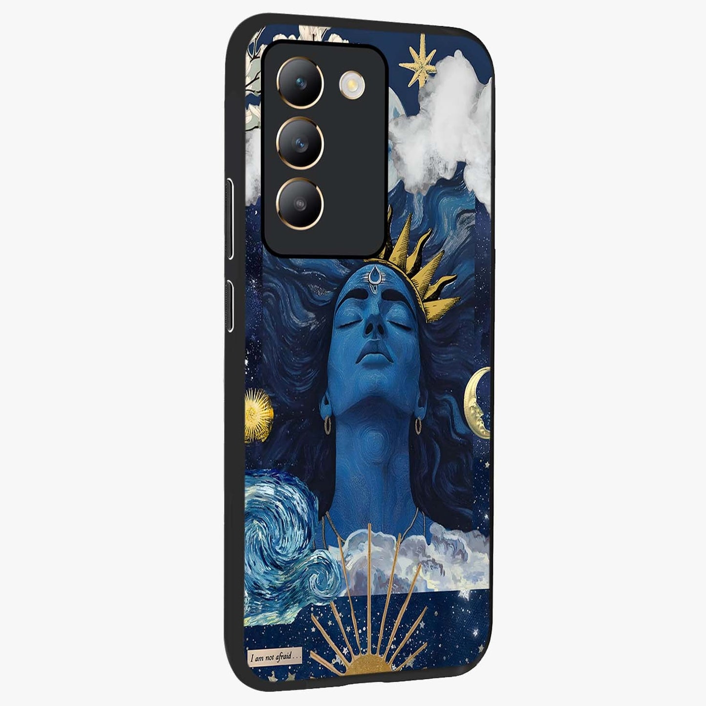 Aesthetic Lord Shiva Glass Case upright view showcasing powerful Lord Shiva artwork with devotional theme.