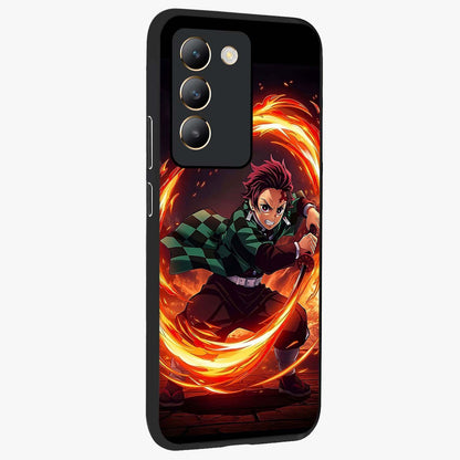 Blazing Sword Resolve Glass Case upright view showcasing dramatic warrior inspired artwork with intense visual style.