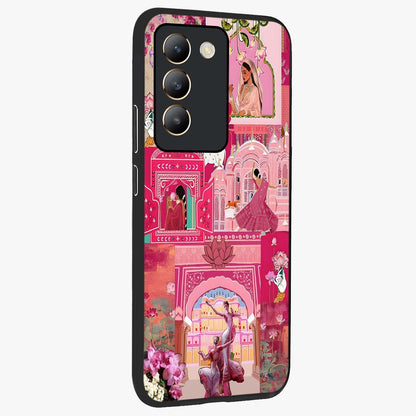 Blossoms of Rajasthan Glass Case upright view showcasing colorful floral design inspired by traditional Indian art.