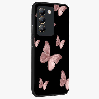 Butterfly Pattern Glass Case upright view showcasing graceful butterfly artwork with soft decorative theme.