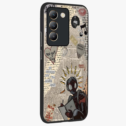 City Dream Sketch Glass Case upright view showcasing urban skyline artwork with stylish hand drawn design.