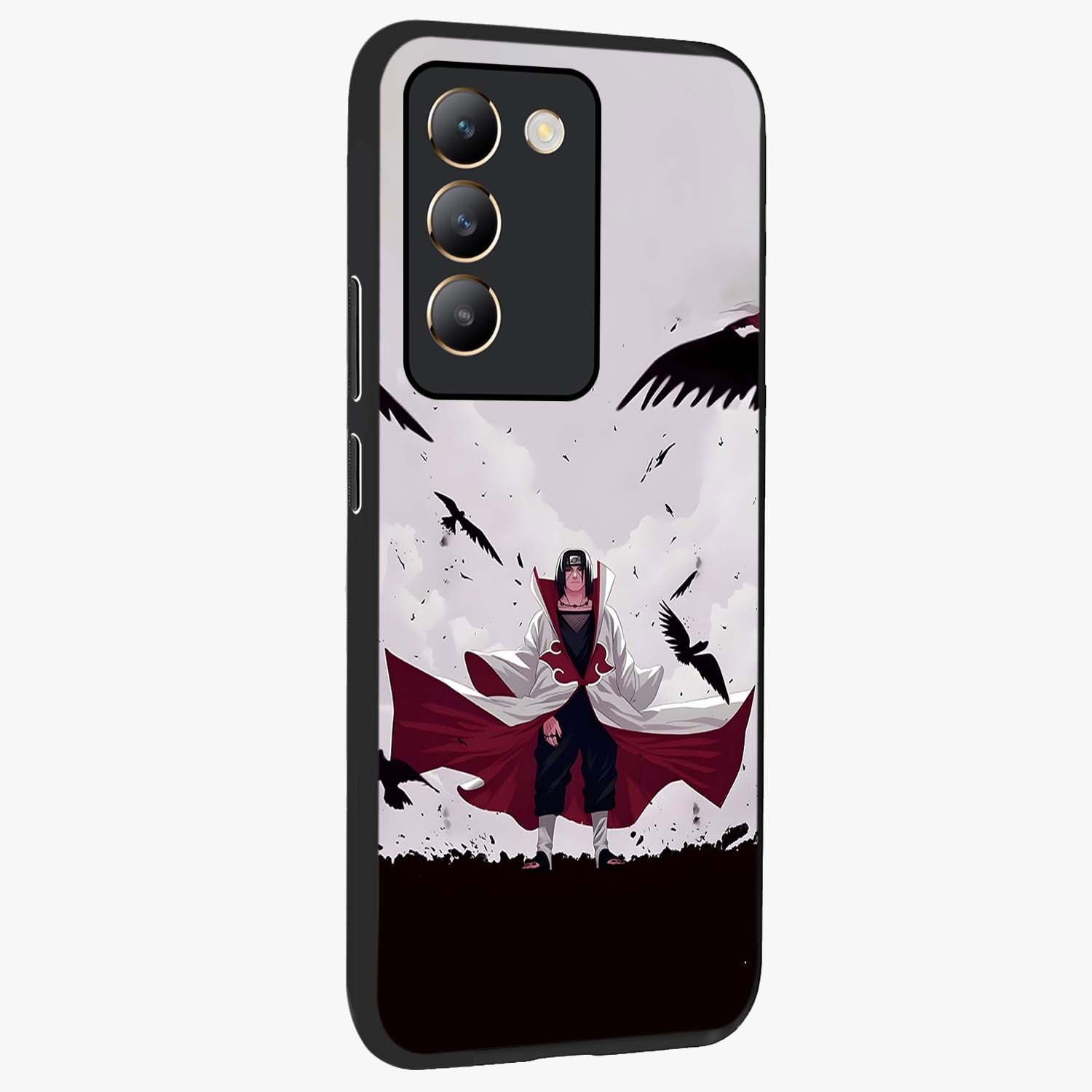 Crimson Crow Ascension Glass Case upright view showcasing dramatic crow artwork with bold gothic theme.