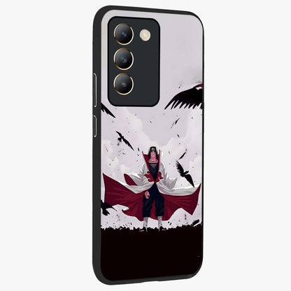 Crimson Crow Ascension Glass Case upright view showcasing dramatic crow artwork with bold gothic theme.