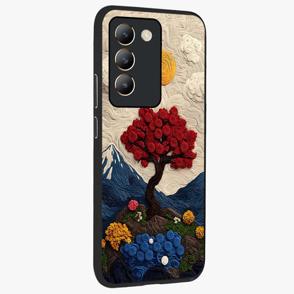 Eternal Nature Tapestry Glass Case upright view showcasing elegant nature tapestry design with decorative style.