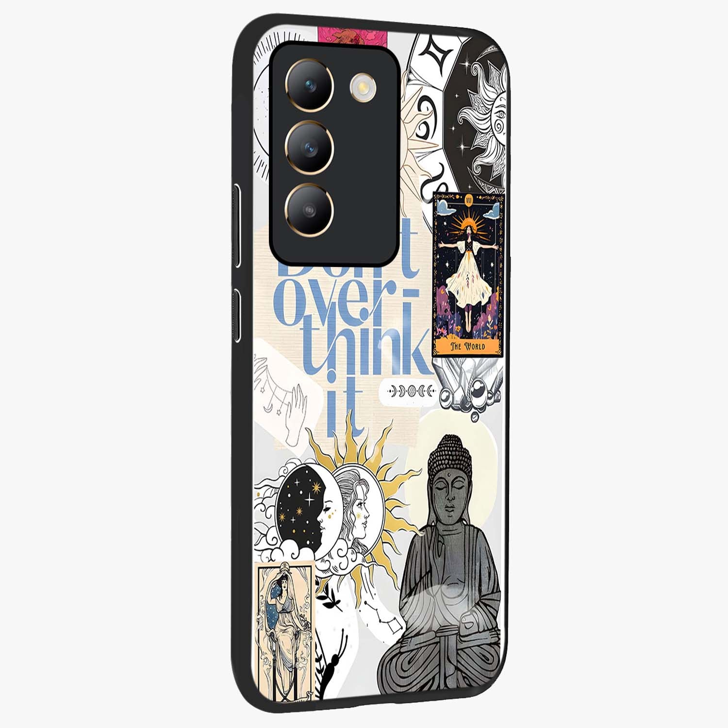 Ethereal Thoughts Glass Case upright view showcasing delicate artistic composition with peaceful dreamy theme.