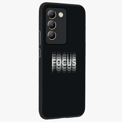 Focus Mode On Glass Case upright view showcasing strong typography statement with sleek motivational theme.