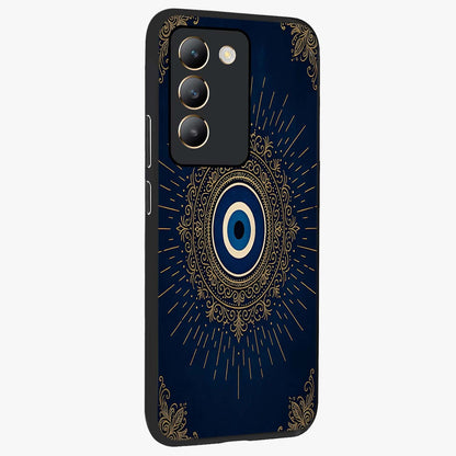 Golden Celestial Charm Glass Case upright view showcasing radiant celestial artwork with elegant golden theme.