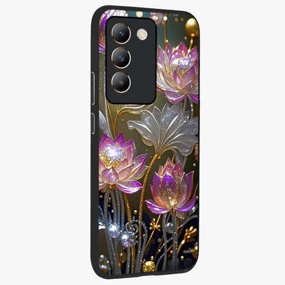 Golden Floral Majesty Glass Case upright view showcasing majestic floral artwork with rich decorative theme.