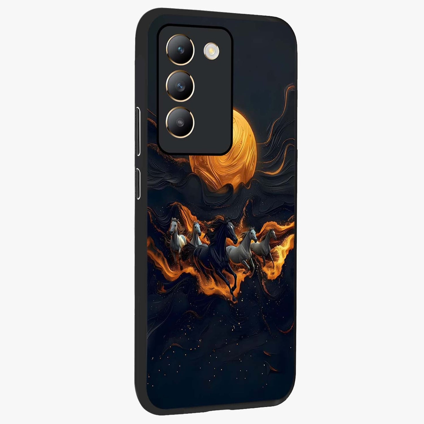 Golden Royal Heritage Glass Case upright view showcasing elegant royal artwork with classic heritage theme.