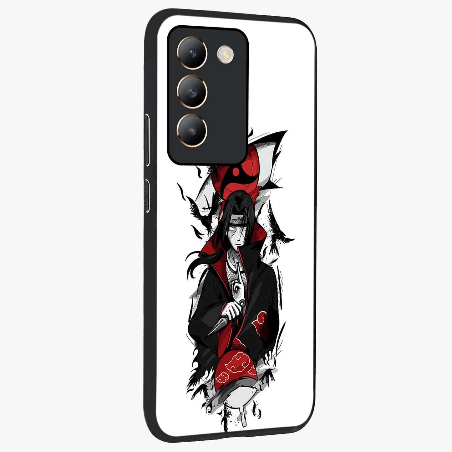 Itachi Limited Edition Naruto Anime Glass Case upright view showcasing intense anime artwork with powerful character theme.