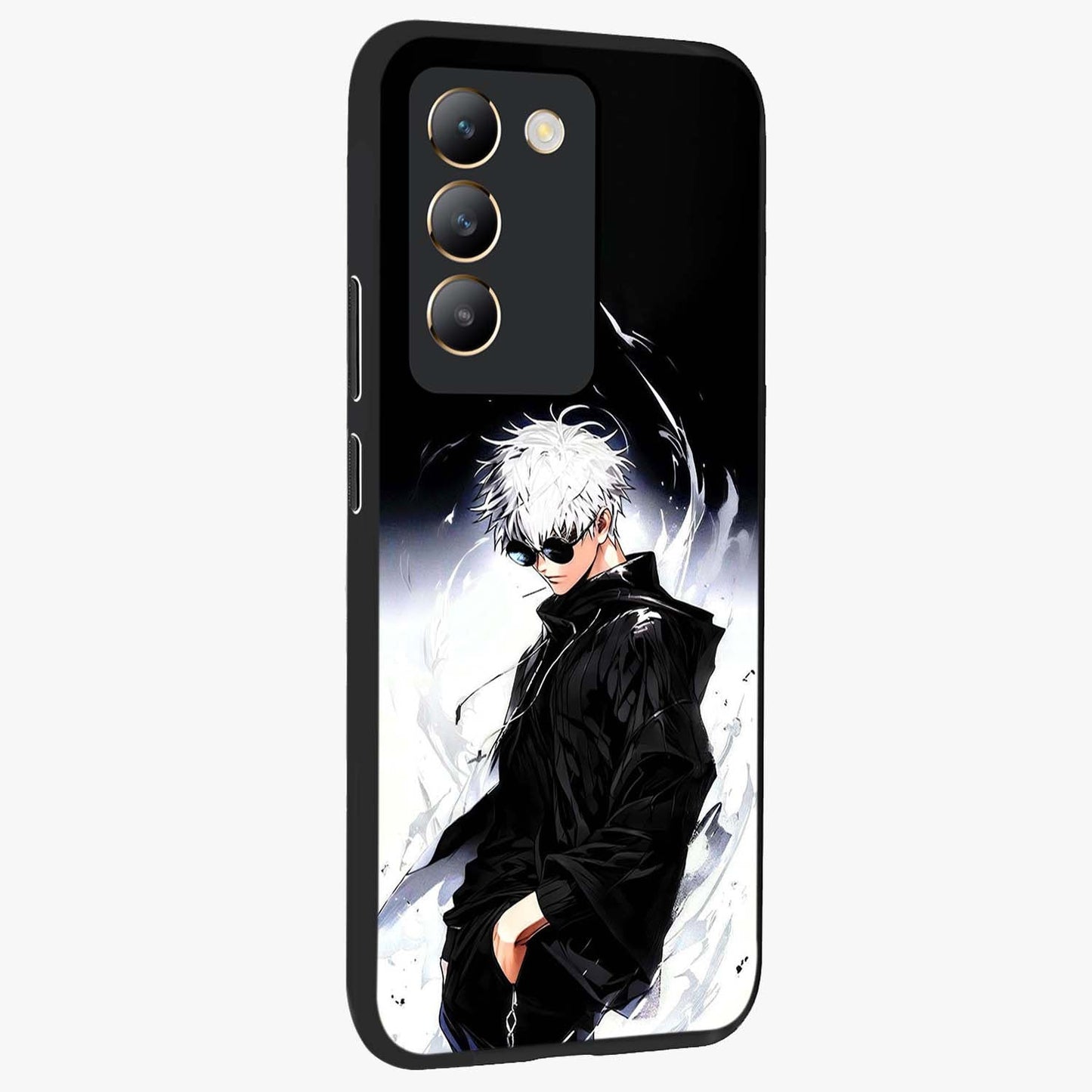 Limitless Shadow King Glass Case upright view showcasing bold shadow warrior artwork with epic fantasy theme.