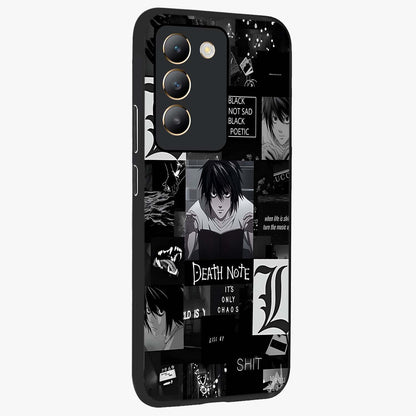 Midnight Chaos Mind Glass Case upright view showcasing expressive abstract artwork with bold dark theme.