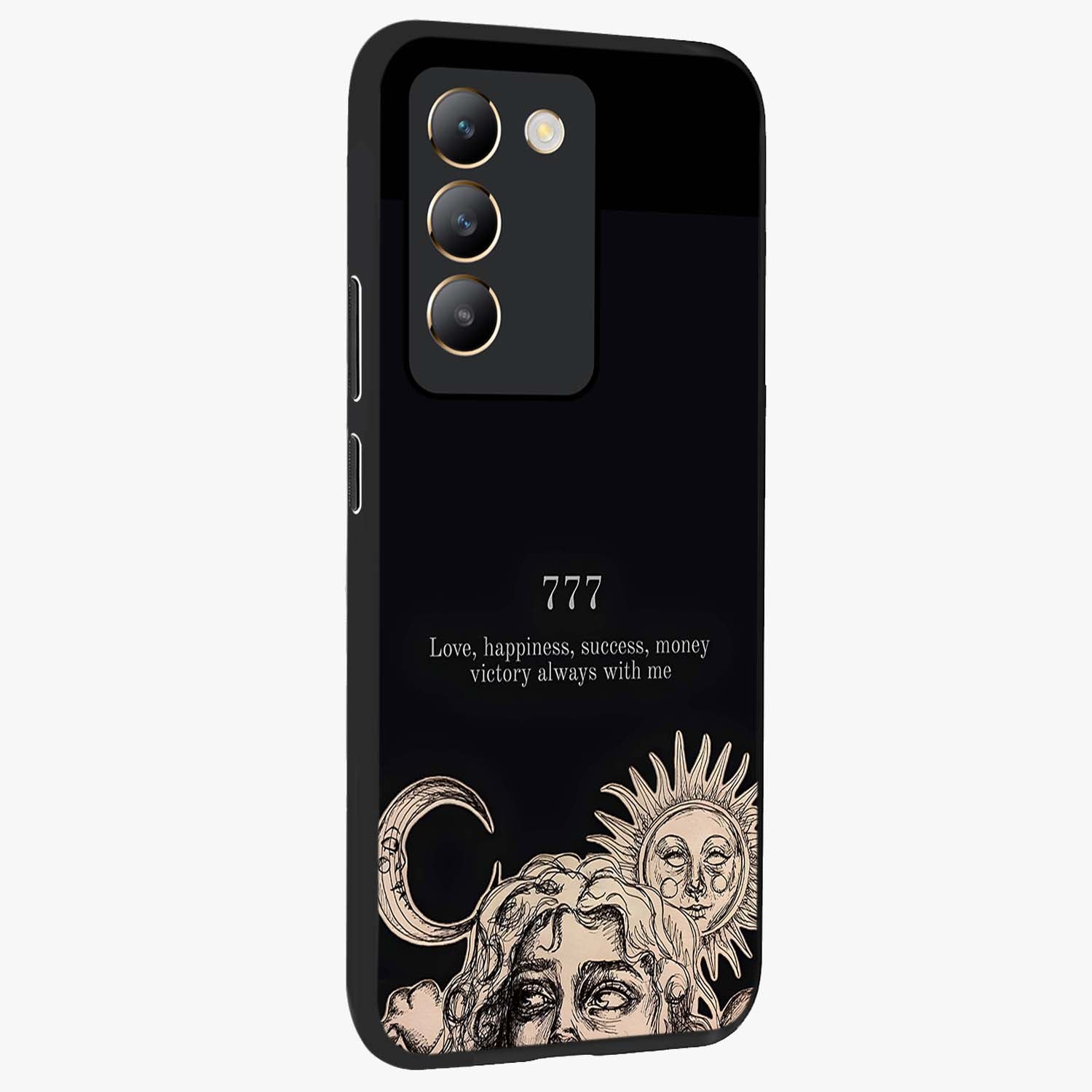 Mystic Victory Aura Glass Case upright view showcasing powerful victory themed artwork with spiritual energy vibe.
