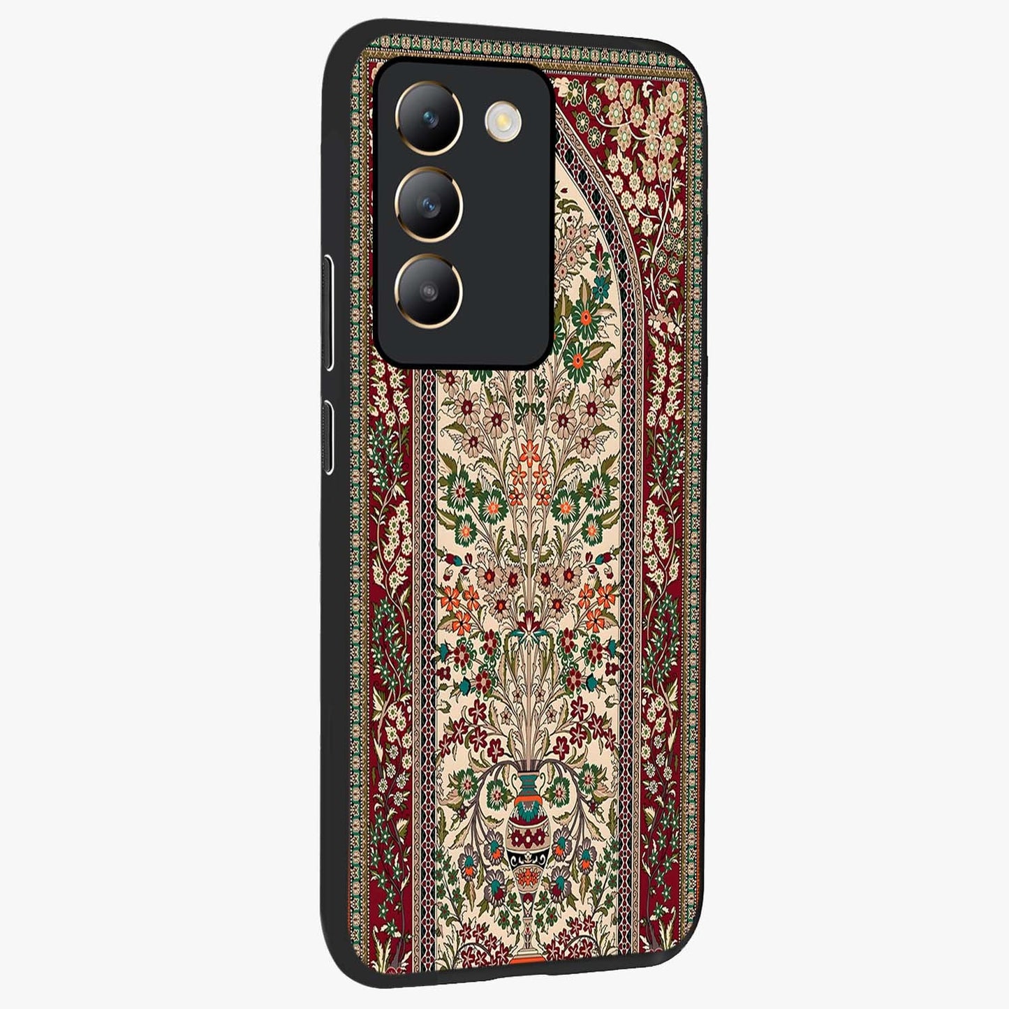 Persian Inspired Glass Case upright view showcasing decorative Persian artwork with rich heritage theme.