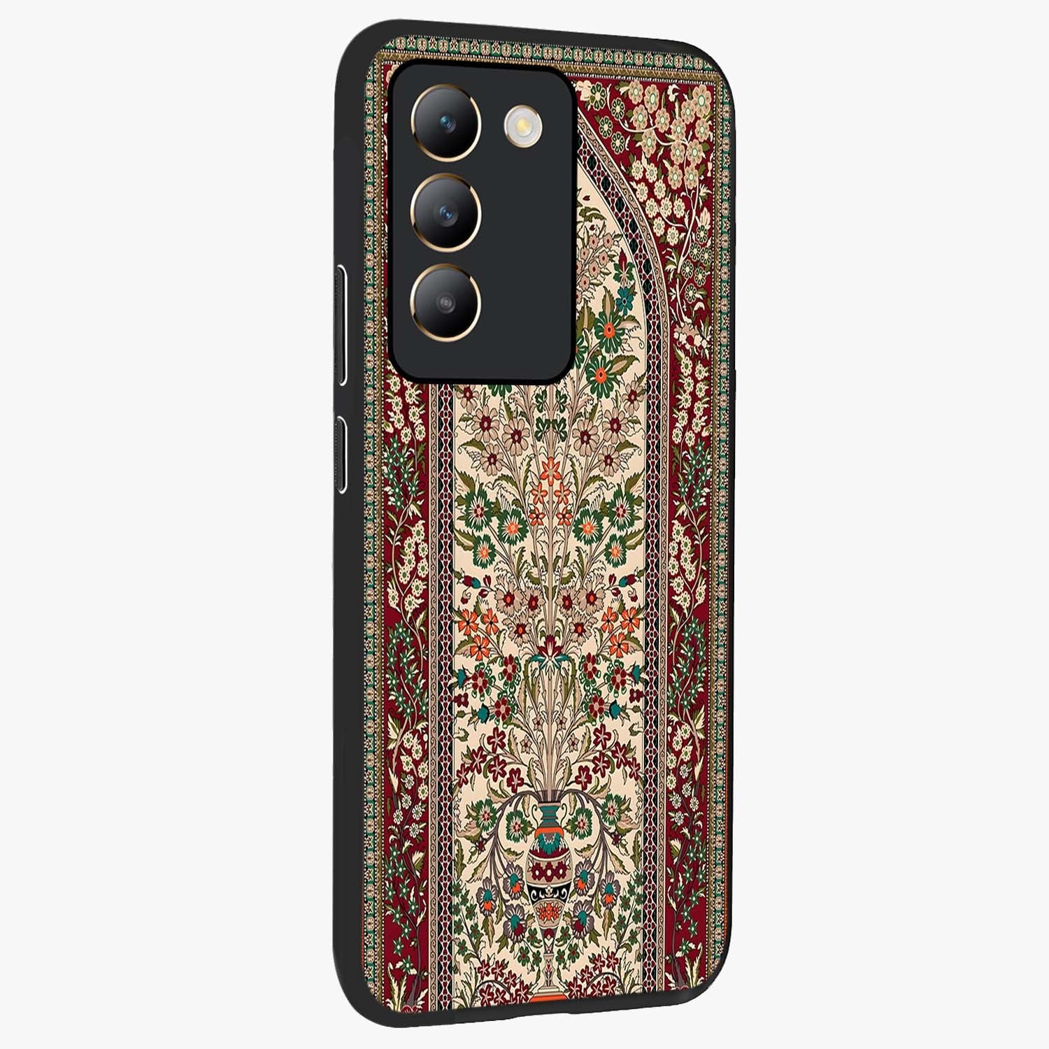 Persian Inspired Glass Case upright view showcasing decorative Persian artwork with rich heritage theme.