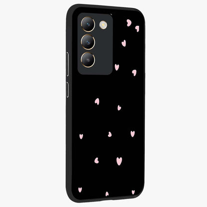 Pink Love Drops Glass Case upright view showcasing charming heart drop artwork with romantic playful theme.