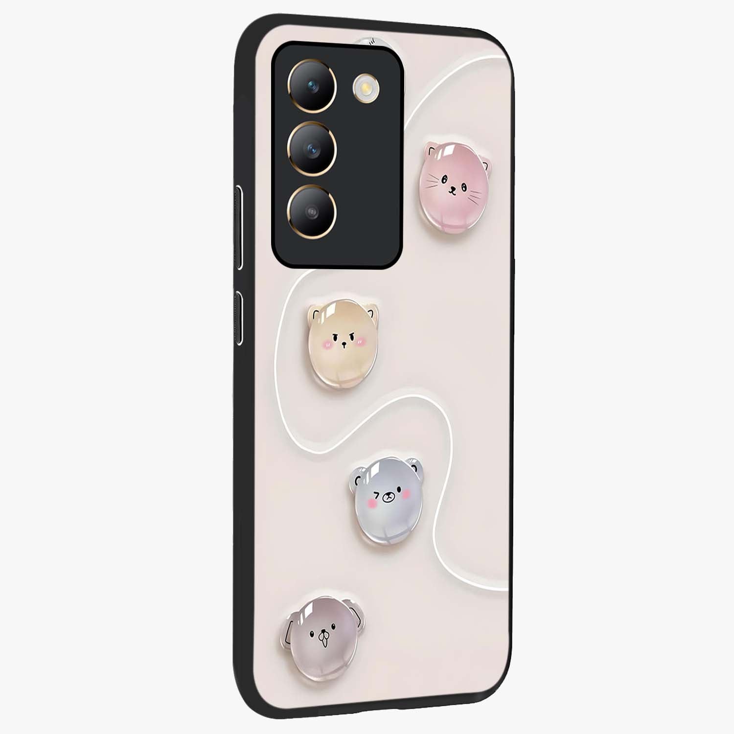 Puffy Face Parade Glass Case upright view showcasing adorable character artwork with cheerful animated theme.