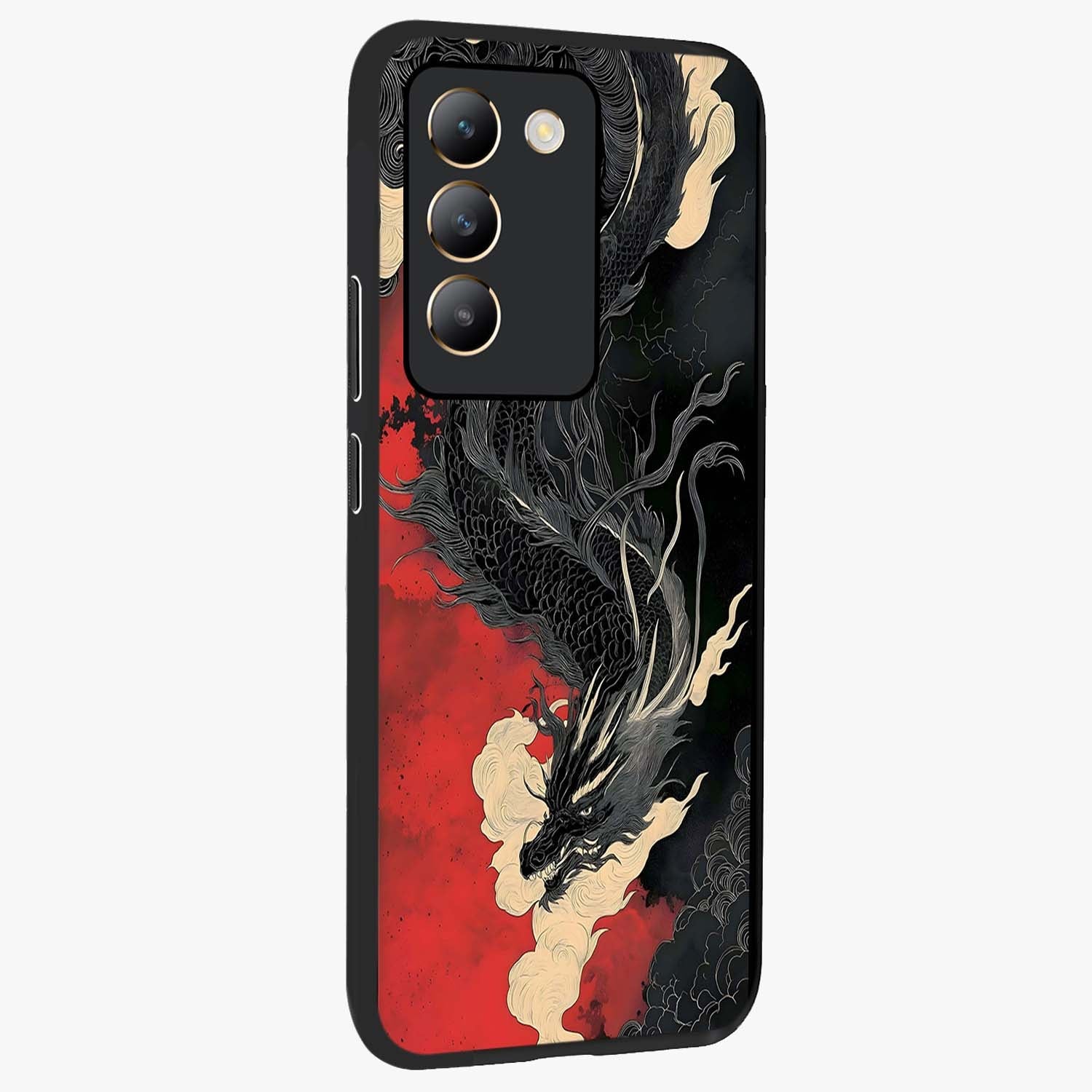 Shadow Dragon Fury Glass Case upright view showcasing intense dragon artwork with dramatic shadow theme.