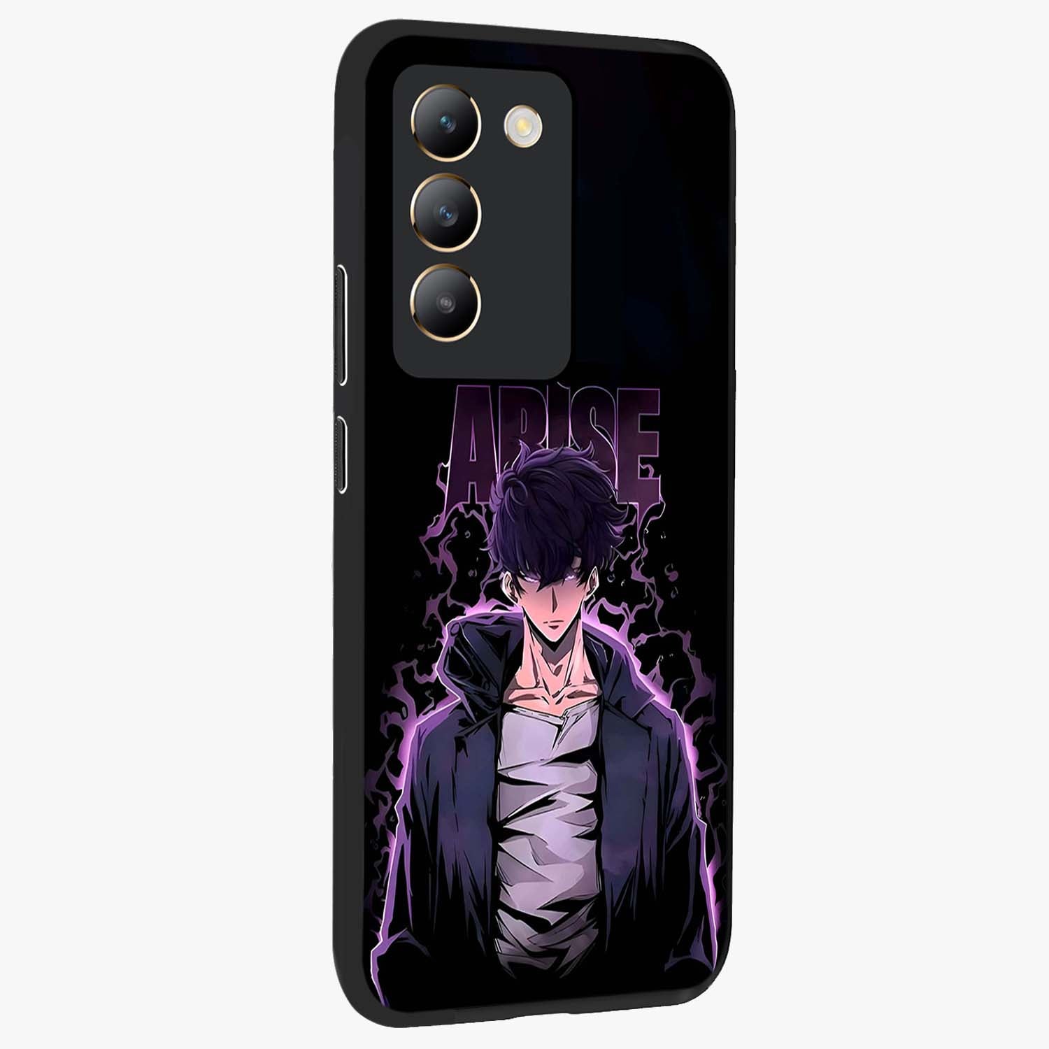 Shadow Monarch Awakening Glass Case upright view showcasing bold monarch artwork with mystical awakening theme.