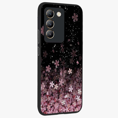 Small Starry Flowers Glass Case upright view showcasing charming floral artwork with dreamy starry theme.