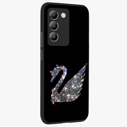 Starlit Swan Grace Glass Case upright view showcasing beautiful swan artwork with peaceful night themed design.