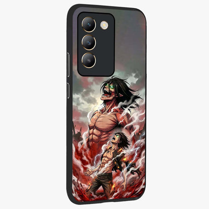 Titan Awakening Fury Glass Case upright view showcasing intense titan artwork with epic fantasy theme.