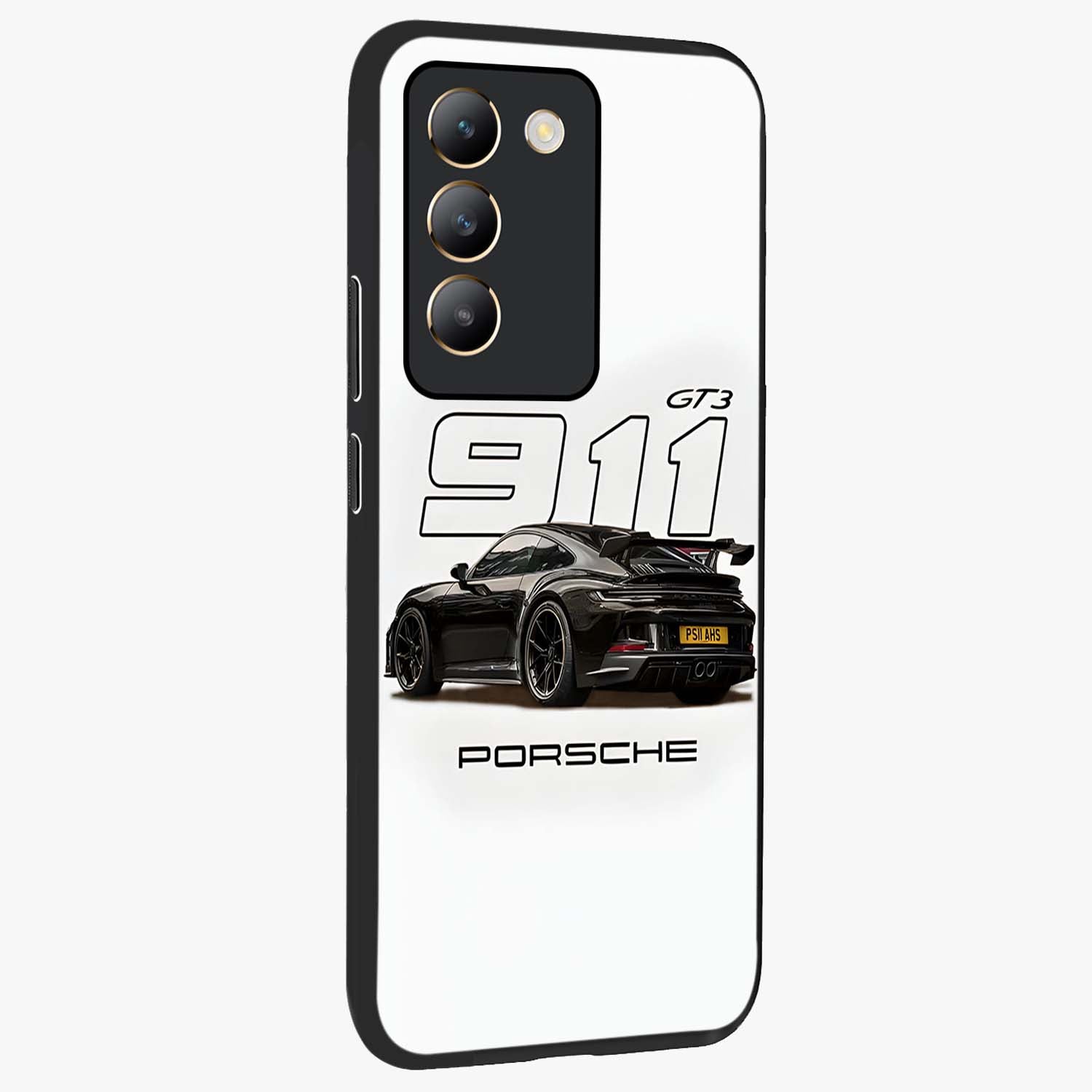 Turbo Legacy Icon Glass Case upright view showcasing bold racing inspired artwork with classic car theme.