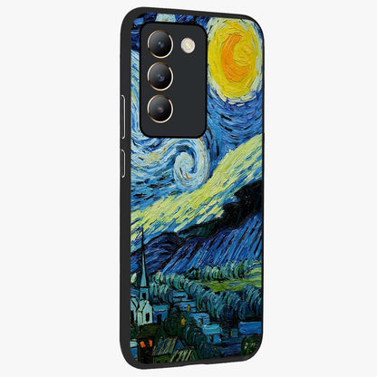 Van Gogh Art Glass Case upright view showcasing expressive painting style artwork with timeless artistic theme.