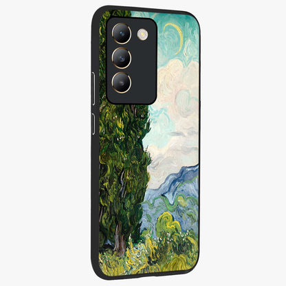 Van Gogh Vintage Art Glass Case upright view showcasing elegant vintage painting artwork with artistic heritage theme.