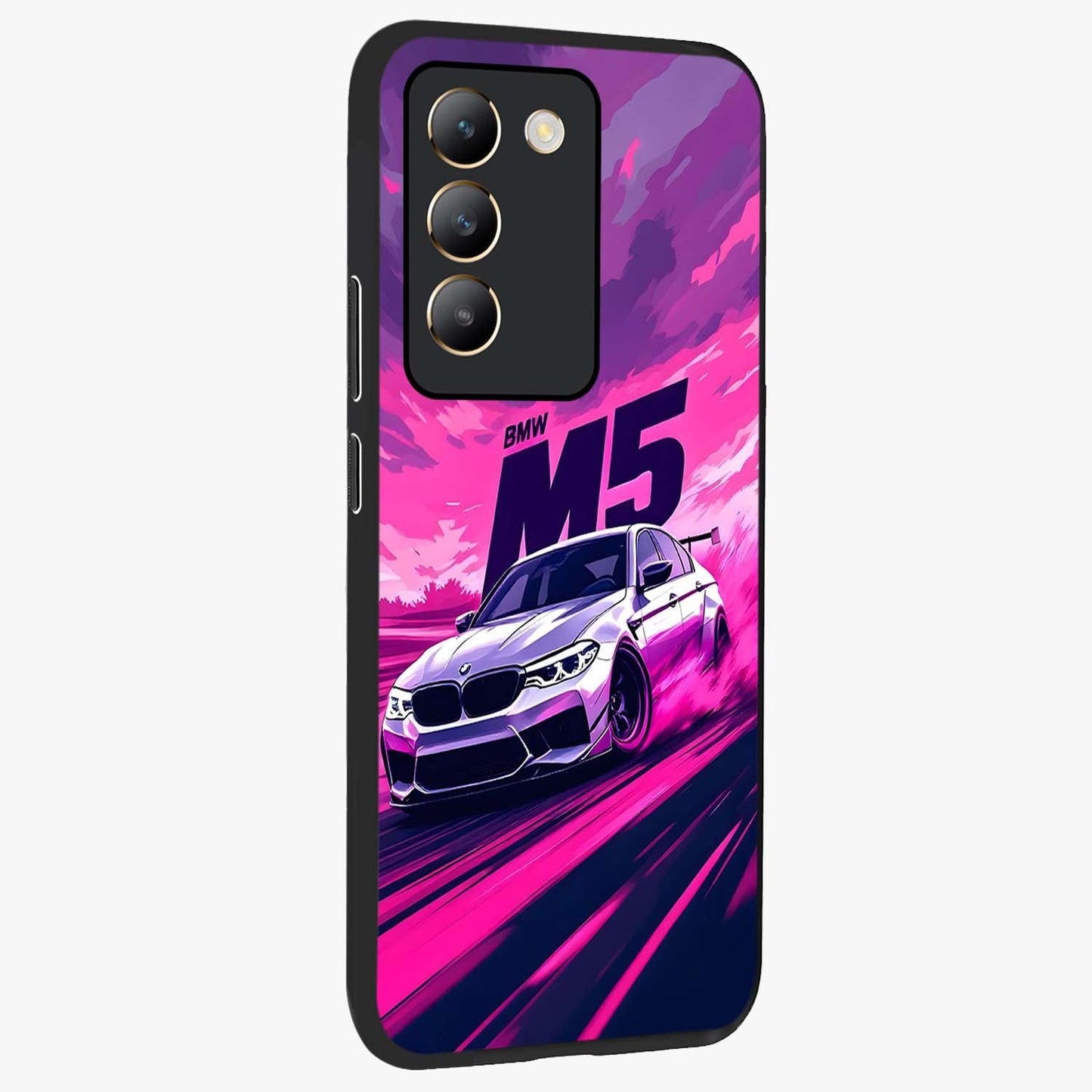 Velocity Drift Pulse Glass Case upright view showcasing powerful racing artwork with energetic motorsport theme.