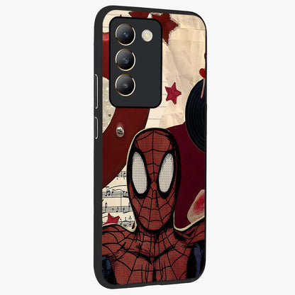 Web Warrior Vibes Glass Case upright view showcasing energetic superhero artwork with bold action theme.