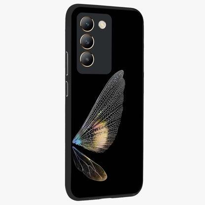 Whispers Of Wings Glass Case upright view showcasing elegant wing artwork with light airy theme.